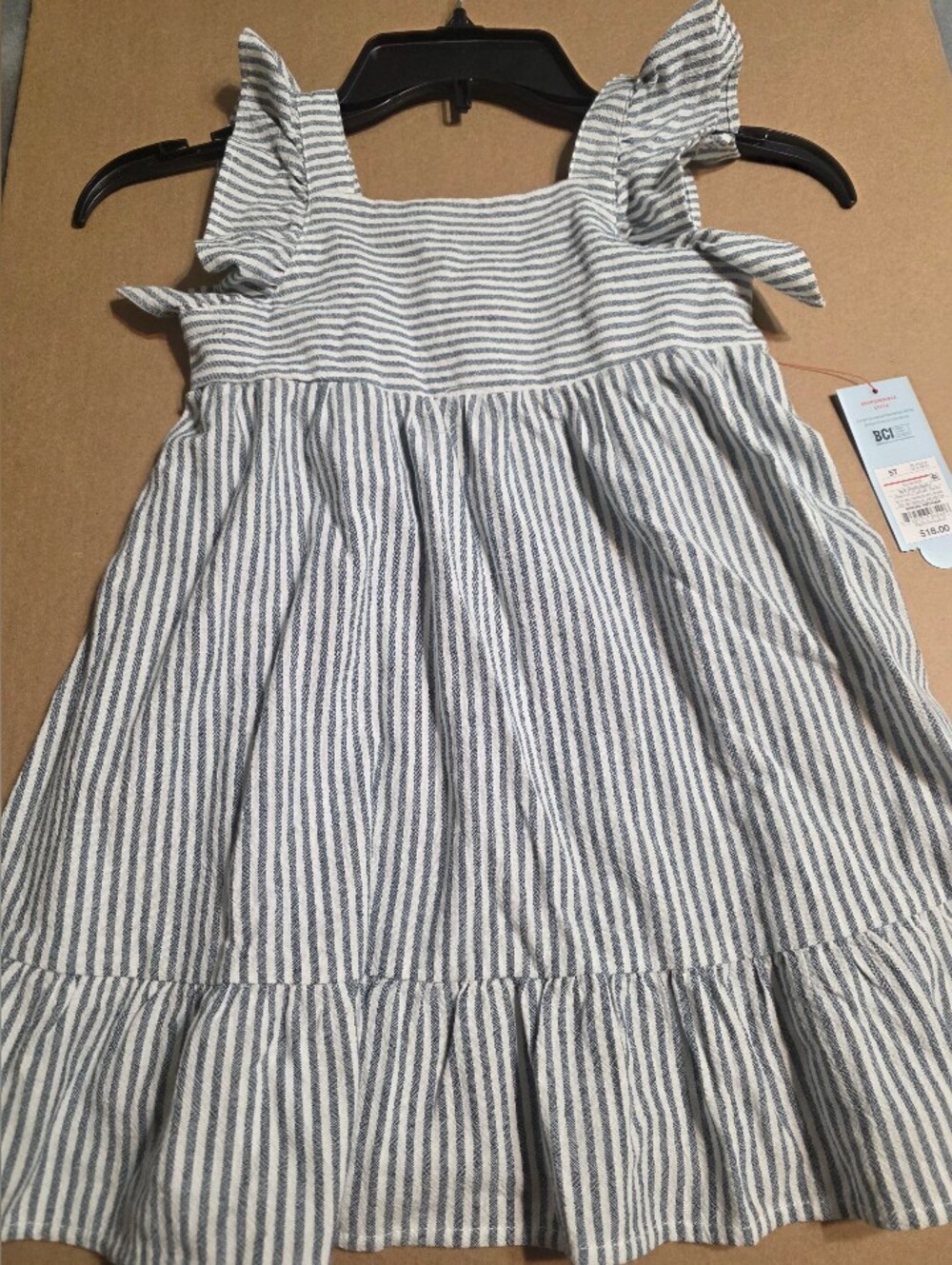 Cat & Jack Girls' Blue and White Striped Ruffle Sundress